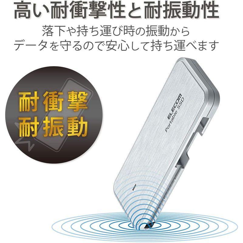 エレコム ポータブルSSD 120GB USB3.2(Gen1)対応 ケーブル収納 データ復旧サービスLite付 ホワイト ESD-EC01｜moltocarina｜02
