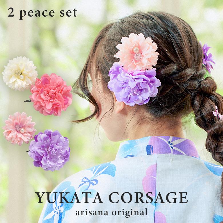 浴衣 髪飾り 子供 リボン 花 女の子 コサージュ ヘアクリップ  浴衣 子供髪飾り ヘアアクセサリー の商品画像