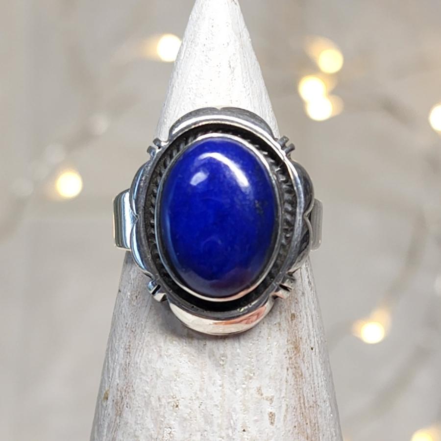 ラピスラズリ　リング　シルバー925 天然石リング　フリーサイズ