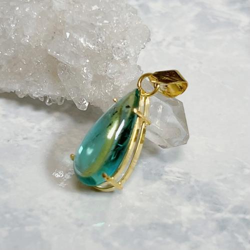 アパタイト　K18 ペンダントトップ 天然石ジュエリー　jewelryの画像