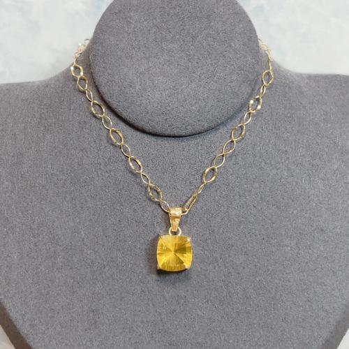 イエローフローライト K18 ペンダントトップ 天然石ジュエリー : momi