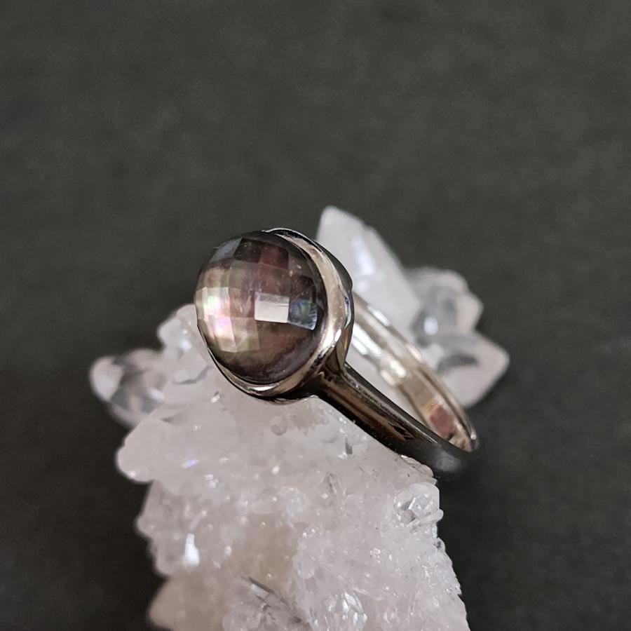 黒蝶貝×天然水晶 リング シルバー925 天然石アクセサリー 天然石リング 