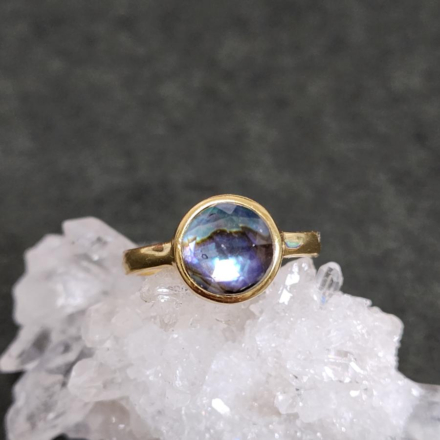 アバロンシェル×ヒマラヤ水晶 リング ヒマラヤクォーツ リング : momi 