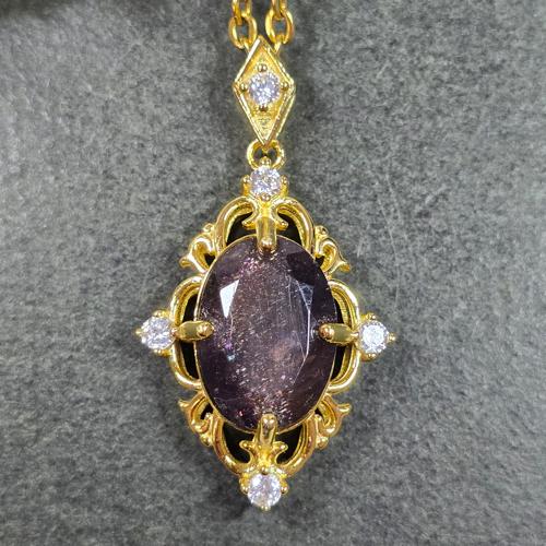 2)ブラッドショットアイオライトサンストーンのマクラメネックレス ブラッドショット アイオライトサンストーン ペンダント ブラッド