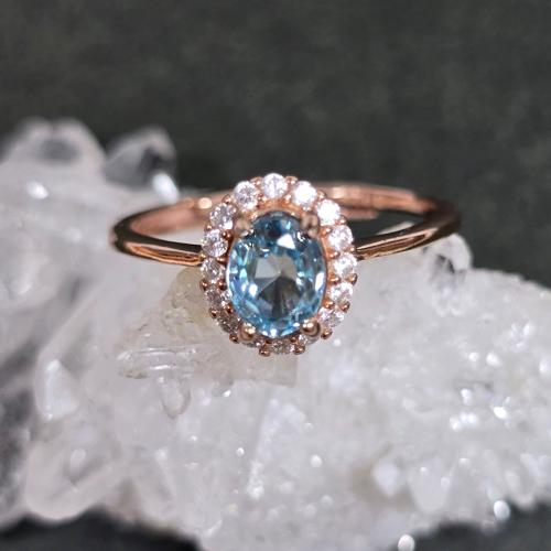 g様 ブルージルコン リング 16号 ブルージルコン リング ブルージルコン 指輪 ピンクゴールド