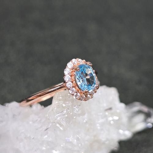 14k ブルージルコン 指輪 ブルージルコン リング ブルージルコン 指輪 ピンクゴールド