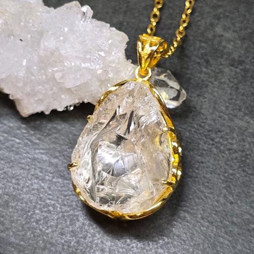かっこみ水晶 ペンダント かっこみ水晶 ネックレス ゴールド ふりふり 