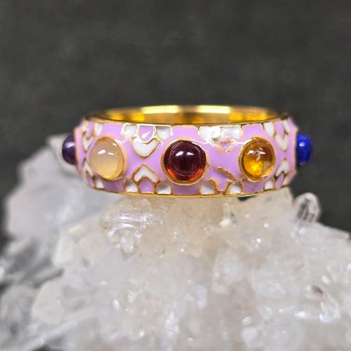 ミナカリ　リング　ルビー　シトリン　トルマリン等　天然石９石　19.5号　七宝 ミナカリ リング ルビー カーネリアン トルマリン等 天然石9石