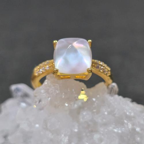 白蝶貝x天然水晶 リング 白蝶貝 天然水晶 指輪 シュガーローフ 