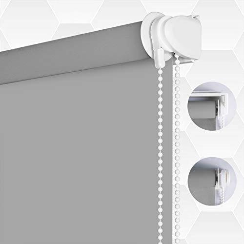 素晴らしい外見 断熱 ロールスクリーン　ロールカーテン　遮光1級 SMONTER UVカット （76cm×200cm-グレー） 簡単取付け プライバシー保護 防音 ロールスクリーン