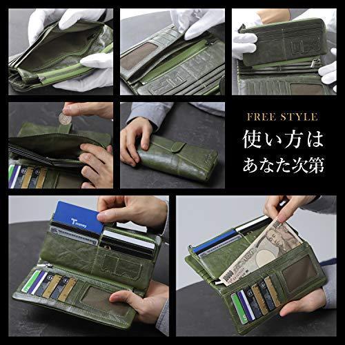 後払い手数料無料 金運アップ 三つ折り財布 Virtue Vice 緑 グリ 本革 牛革 レディース財布 メンズ財布 3つ折り財布 金運財布 風水 長財布