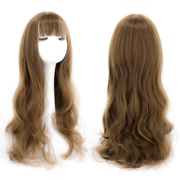 前髪パッツン　ロングウィッグ　イメチェン　コスプレ　ヘアネット付き｜momo-importshop｜02