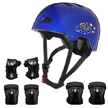 おしゃれにきめたいBELSIZE Toddler Helmet for Ages 3-12, CPSC Certified, Kids Bike Helmet Set with Elbow, Knee, and Wrist Pads for Scooter, Skateboard, Skating, and Roll