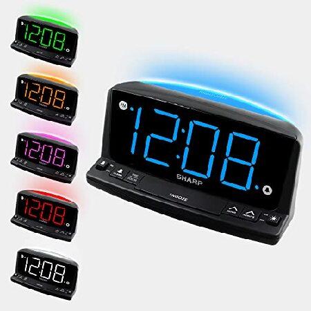 時計もインテリアシャープ LEDデジタル目覚まし時計 ジャンボ マルチカラーディスプレイ ナイトライト 6色選択可能 簡単操作 大きな数字を見やすい 常夜灯内蔵