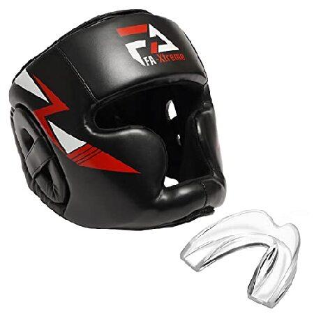 頭もまもりおしゃれに決めたいFA-Xtreme B0xing Headgear - Black - Head Gear ＆ M0uth Guard f0r MMA Kickb0xing Karate Taekw0nd0 Muay Thai Sparring ＆ Training - Martial Arts Helmet