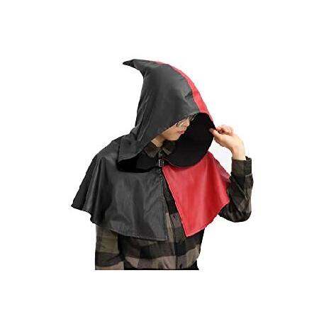 遊び心満載KUOIN Medieval Cowl Cloak Unisex Pu Leather Pointed Hat for Wicca Pagan (red+black)