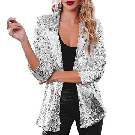 冬のおしゃれはコートからWinter Long Coats for Women Women Sequins Blazer Sequin Shimmer Jacket Casual Womens plus Sized Winter Coat