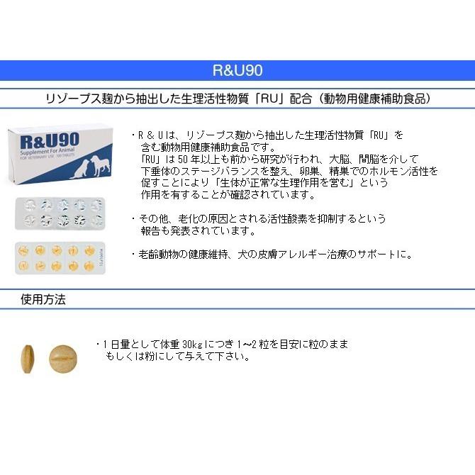 共立製薬 R&U90 犬猫用 100粒 牛越生理学研究所 ※お一人様3個まで