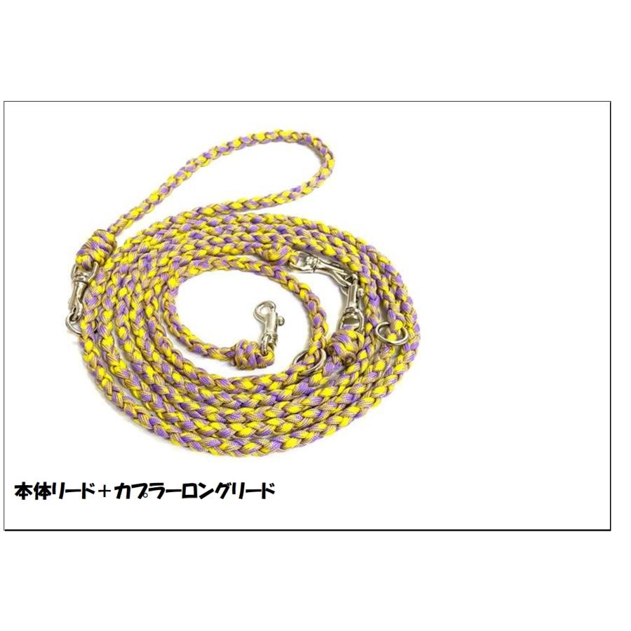 PARACORD SHOULDERLEAD パラシュートコード 2頭引きハンズフリーリード （カプラーショート）小型犬〜カラー：Aイエロー＆パープル 送料無料（ポスト投函便）_4