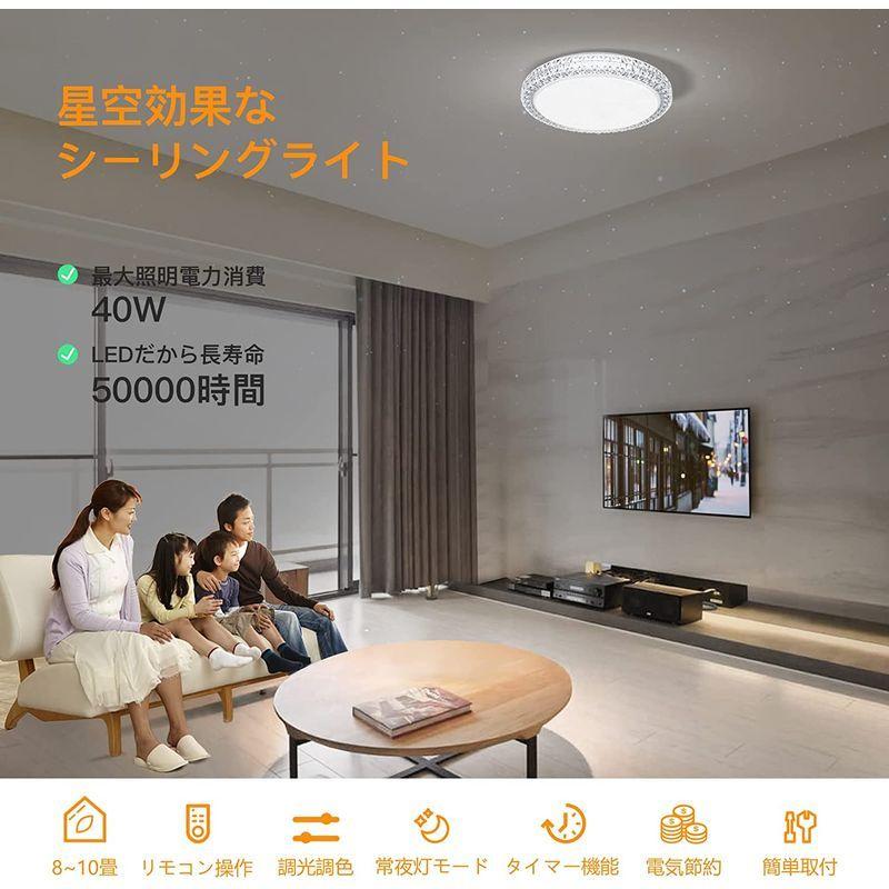 秀逸 シーリングライト LED星空効果 40W 10-14畳 リモコン付き 天井