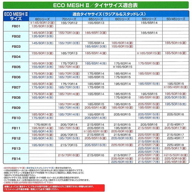 値下げ可能 エフ・イー・シー(FEC) タイヤチェーン エコメッシュ2 FB11