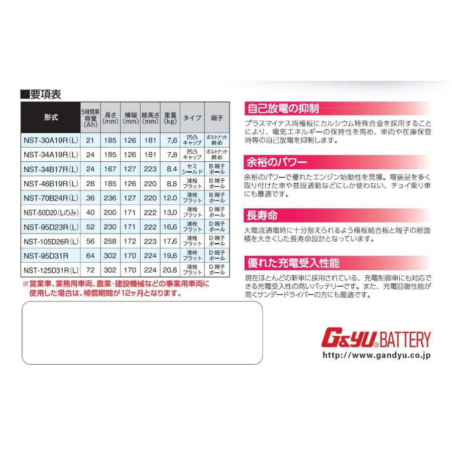 G＆Yuバッテリー NST-95D23L(80D23L,75D23L,65D23L,55D23L,互換) 充電