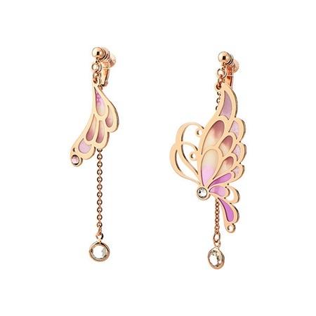 アナスイ イヤリング バタフライモチーフ アシンメトリーイヤリング ピンクミックス Annasui 驚きの値段で