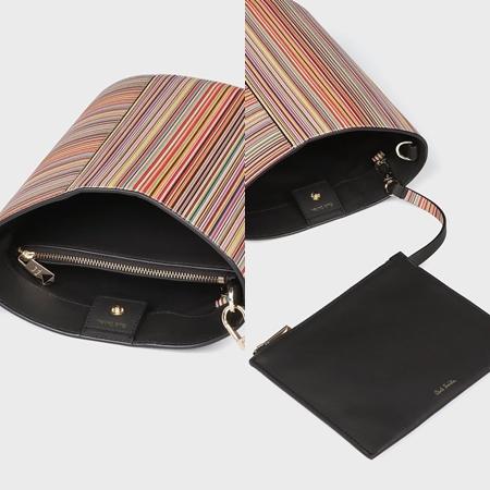 ポール・スミス Paul Smith ショルダーバッグ シグネチャーストライプパッチワーク バケットショルダー ユニセックス マルチカラー｜momoco-01｜02