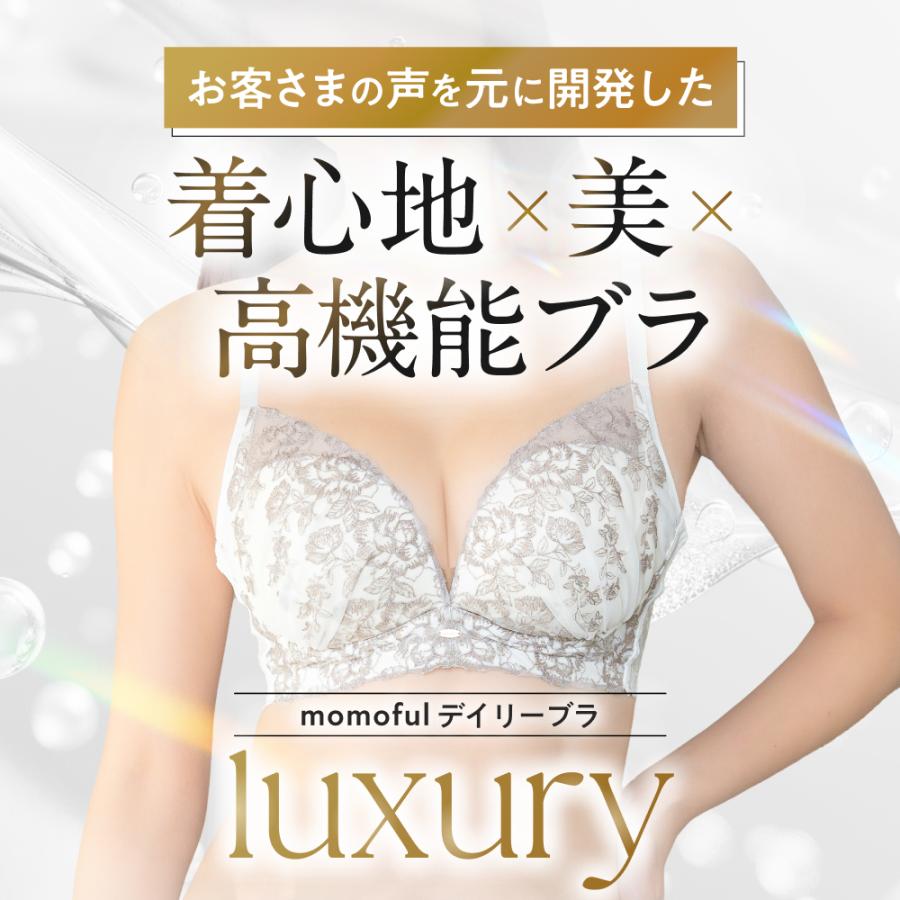 ノンワイヤーブラ ラグジュアリー 4枚 2枚 単品 新発売 luxury ブラジャー 谷間 育乳 バストアップ 育乳ブラ 補正 momoful 脇高 大きいサイズ モモフルの画像