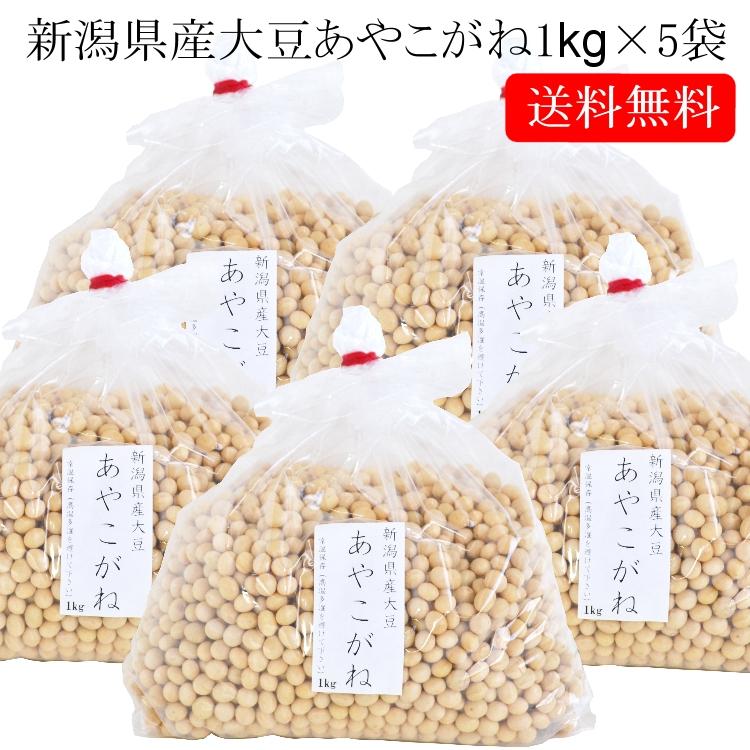 送料無料】新潟県産 大豆 あやこがね 味噌用好適大豆 1kg×5袋入り