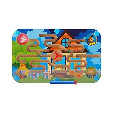 送料無料 木製磁気ビーズ迷路おもちゃパズルボードゲームfor Kids Animals House Maze 海外正規品 Www Maxipiso Com Ar