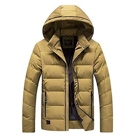 Lutratocro Mens Pocket Zip Slim Fit Padded Hoody Quilted Jacket Anoraks Parka Coat