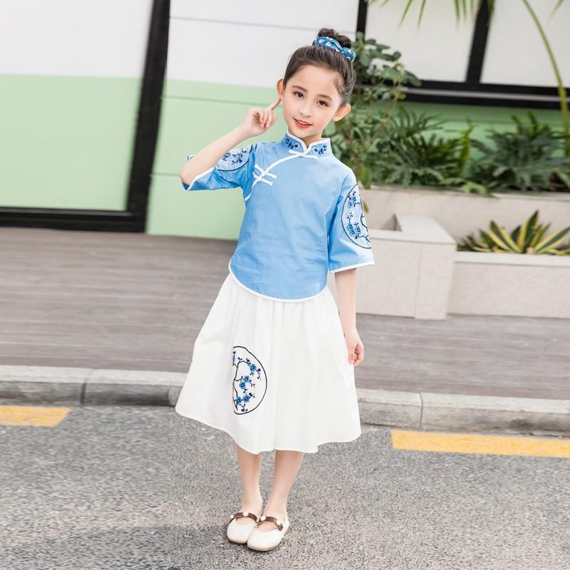 中華女の子唐装漢服 チャイナドレス 刺しゅう子供漢服ワンピース 学園祭中国宮廷風コスプレ衣装 文化祭写真撮影 レッド ブルー 舞台服装xhf11 19xhf11 ももももんすたー8 通販 Yahoo ショッピング