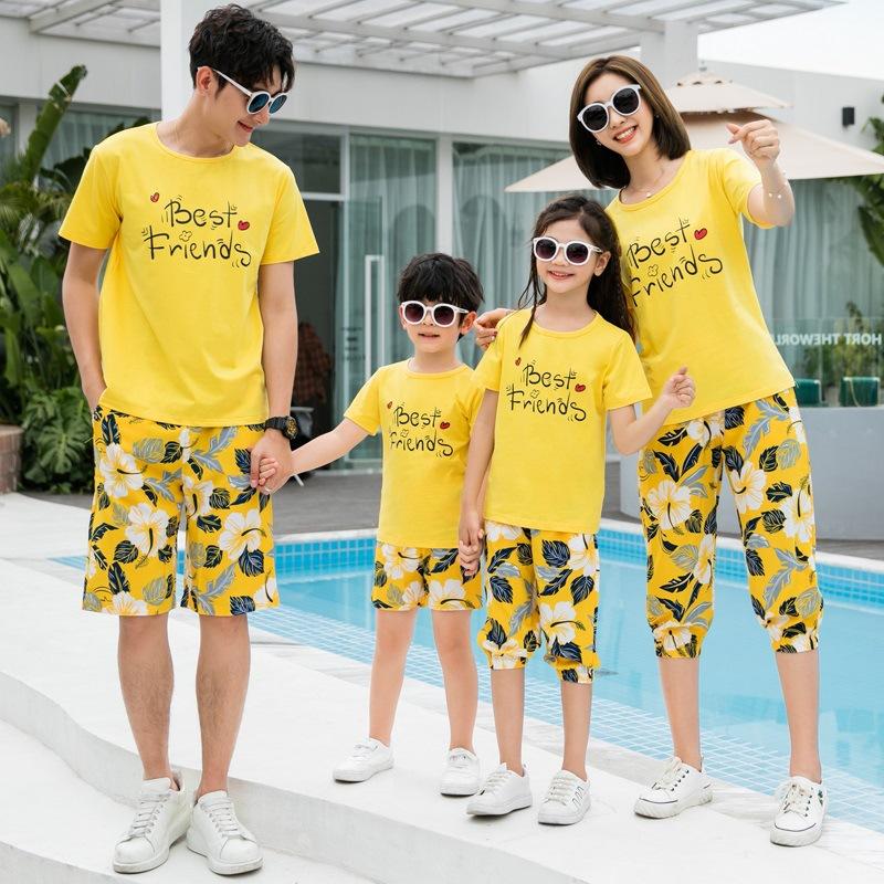 親子服 親子お揃い Tシャツ 半袖 ペアルック お揃い ペア 春夏 親子 ｔシャツ パンツ パパ ママ 女の子 男の子 親子ペア 服 カップル お揃い服 家族旅行用 13周年記念イベントが