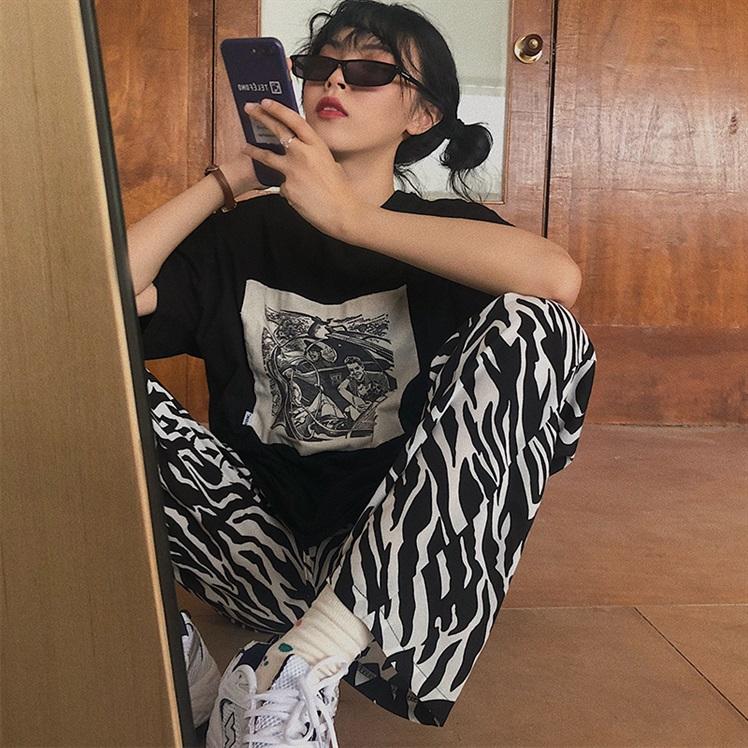 ダルメシアン柄 ワイドパンツ ストレート ボトムス ダンス 衣装 韓国 ヒップホップ レディース ゆるい レジャー op66 ももももんすたー8 通販 Yahoo ショッピング