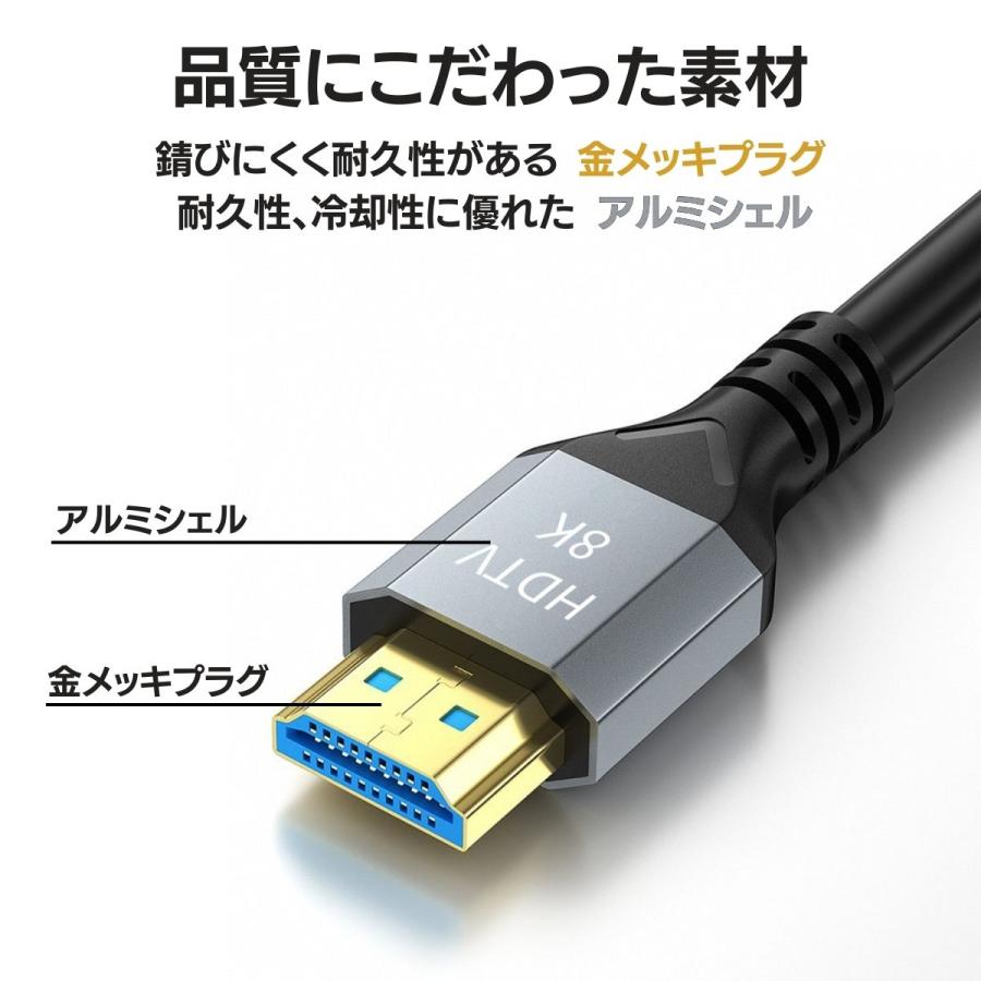 HDMIケーブル 1m 1.5m 2m 5m Ver.2.1 8K 3D HDMI ケーブル パソコン PC テレビ｜momos-shop｜09