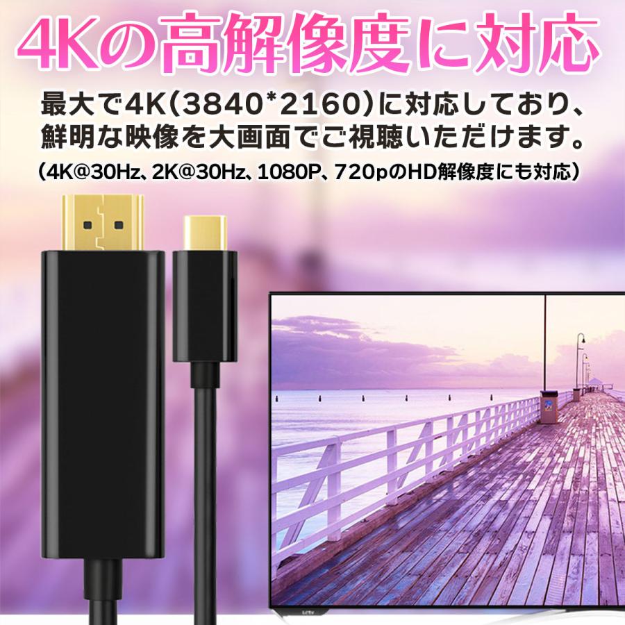 Type-C HDMI 変換ケーブル 変換アダプター USB USB-C タイプC 4K Mac iPad アンドロイド｜momos-shop｜03