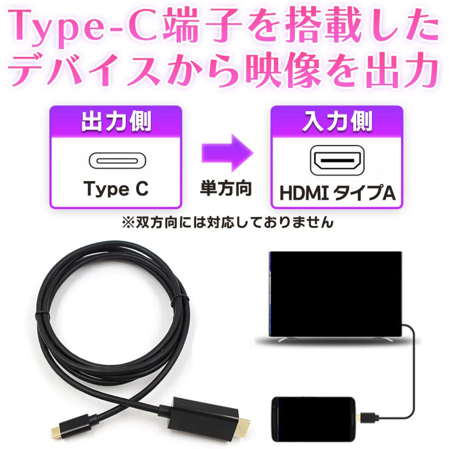 Type-C HDMI 変換ケーブル 変換アダプター USB USB-C タイプC 4K Mac iPad アンドロイド｜momos-shop｜05