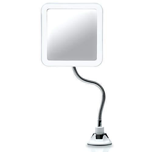 Fancii 10倍拡大鏡 LED化粧鏡 調光可能な自然光 吸盤ロック グースネック付き 360度回転 スタンド 壁掛け両用 浴室鏡 アーム 化粧ミラ