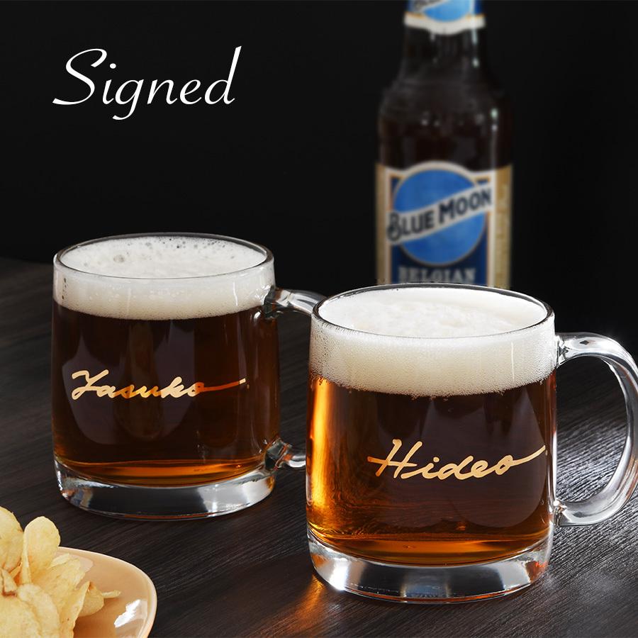 結婚祝い 名入れ オシャレ プレゼント サインド ビアジョッキ 2個ペアセット ギフトbox付き ビールジョッキ Signed 065 オーダーギフト ももやま 通販 Yahoo ショッピング