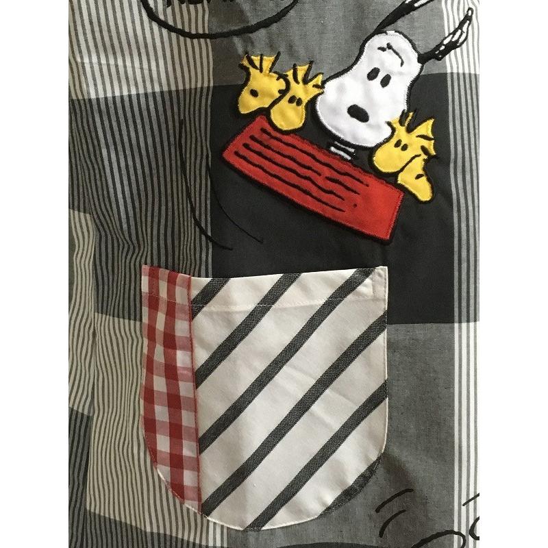 キャラクターアップリケおもしろポケットエプロンスヌーピーブラック ピナーッツ 桃山富子の店 通販 Yahoo ショッピング