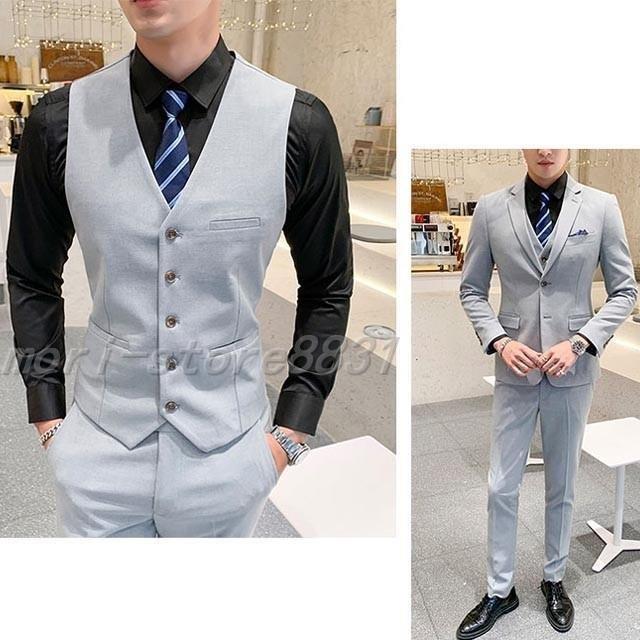 売れ筋商品 グレー 通勤 ビジネス 50代 40代 30代 3点セット メンズスーツ タキシード 紳士服 スーツ 3ピーススーツ メンズ 結婚式 フォーマル パーティー タキシード カラー ダークコーヒー Harrisartscenter Com