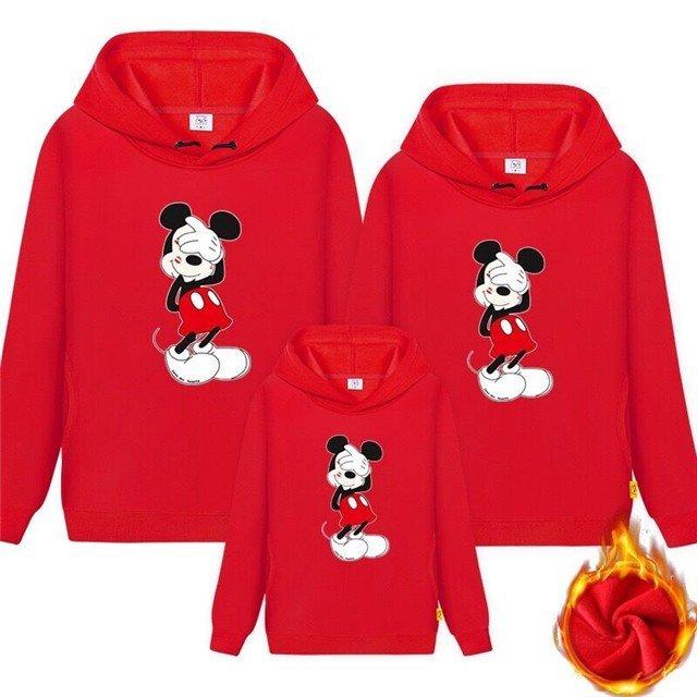 買得 プルオーバー ミッキー ディズニー 厚手裏起毛 プリントパーカー 親子服お揃い メンズ レディース キッズ フード付き 長袖 トップス トレーナー パーカー カラー レッド Www We Job Com