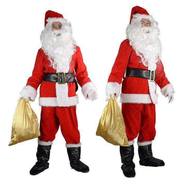 オリジナル 10点セット サンタクロース サンタコスプレ クリスマス 本格 コスチューム 衣装 サンタ メンズ 男女兼用 パーティー サンタ衣装 サンタ服 Xmas Christmas Cos コスチューム衣装 サイズ L 165 175cm Apcmq Com