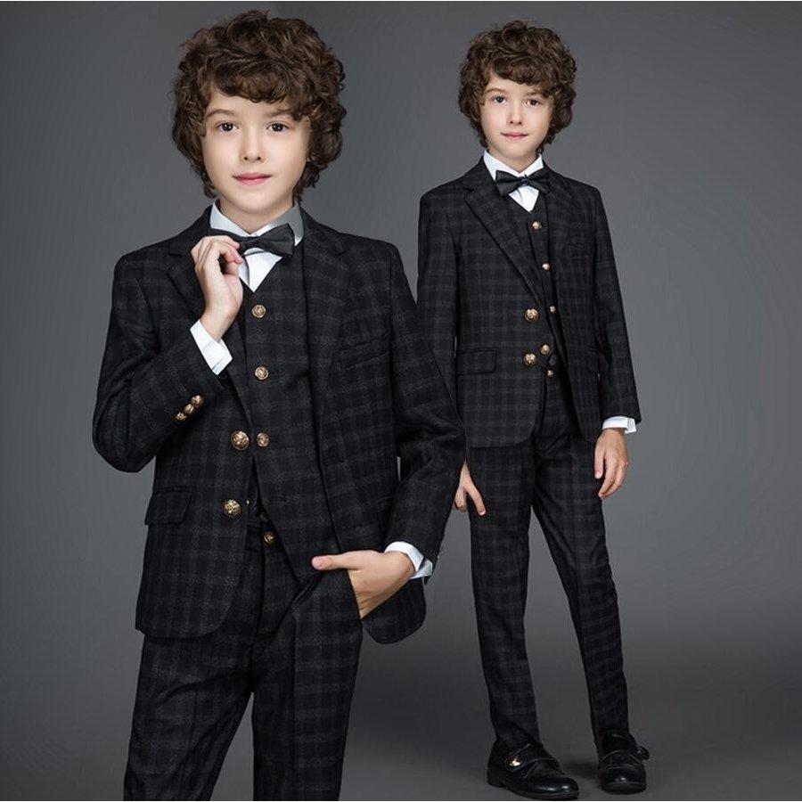 熱販売 スーツ フォーマル 男の子 子供タキシード キッズ 3点セッ 七五三 発表会 結婚式 ベスト高品質 スーツ ブレザー カラー ブラック