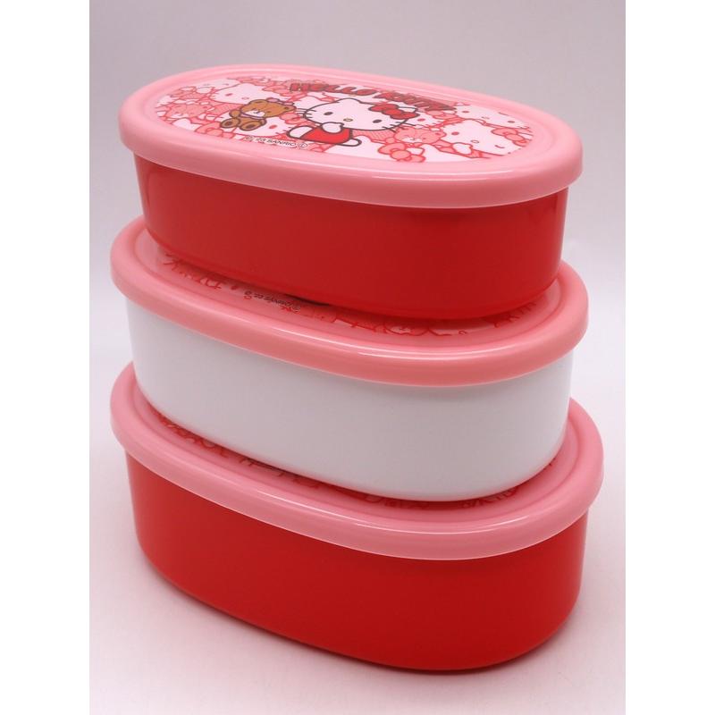 ハローキティ 抗菌 シール容器 3Pセット うしろうしろ 入れ子式 ハローキティ 抗菌 シール容器 3Pセット うしろうしろ 入れ子式