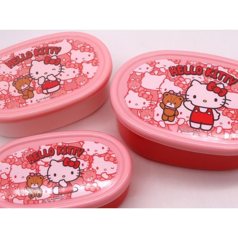 ハローキティ 抗菌 シール容器 3Pセット うしろうしろ 入れ子式 ハローキティ 抗菌 シール容器 3Pセット うしろうしろ 入れ子式