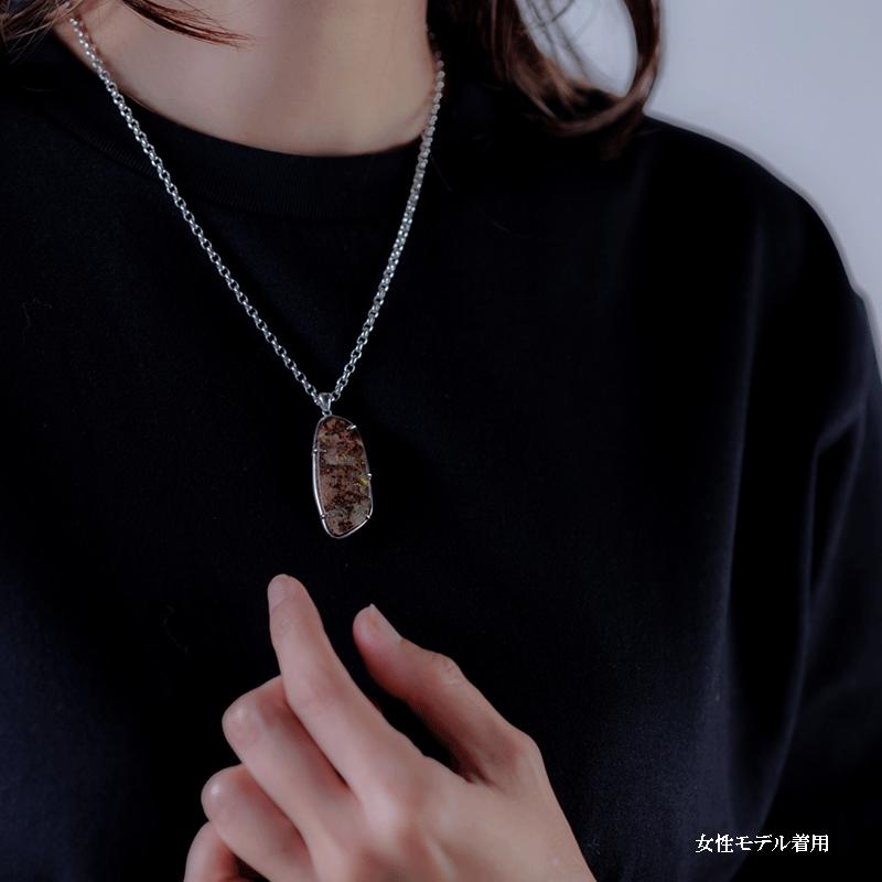 ボルダーオパール ネックレス 一点物 メンズ レディース シルバー925 オーストラリア産 天然石 50cm 10月誕生石 ペンダントの画像