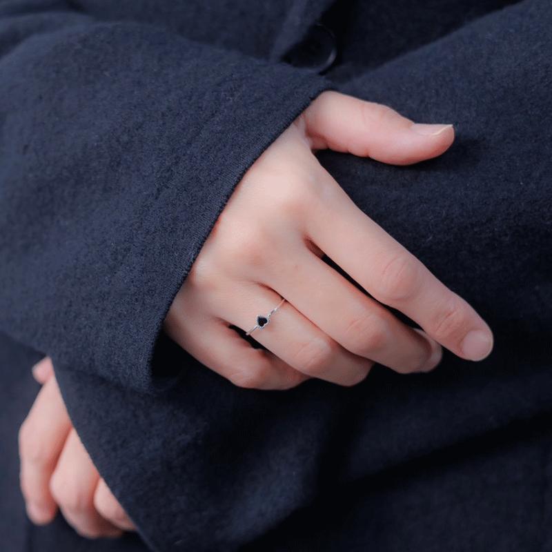 指輪 オニキス ハート レディース リング シルバー925 ブラック