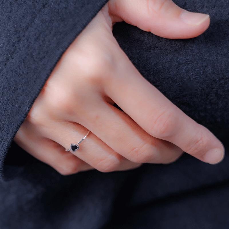 指輪 オニキス ハート レディース リング シルバー925 ブラック